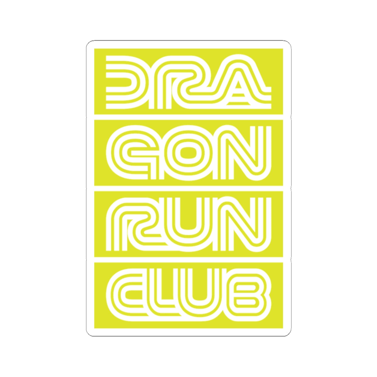 Dragon Run Club Sticker — Retro Neon Kiss-Cut Decal for Laptops & Water Bottles